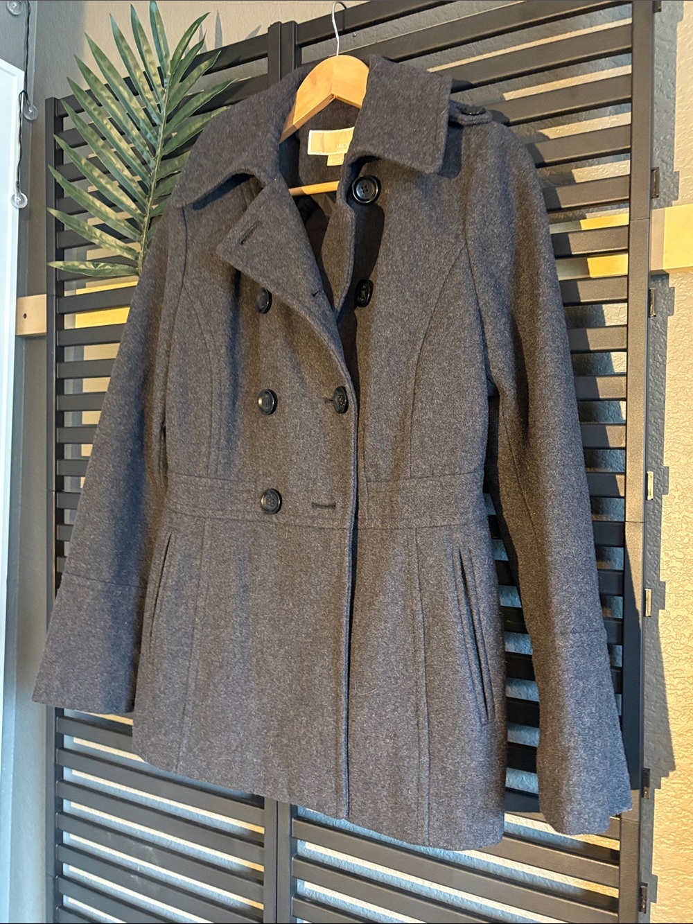 Michael Kors Charcoal Gray Double-Breasted Peacoat
